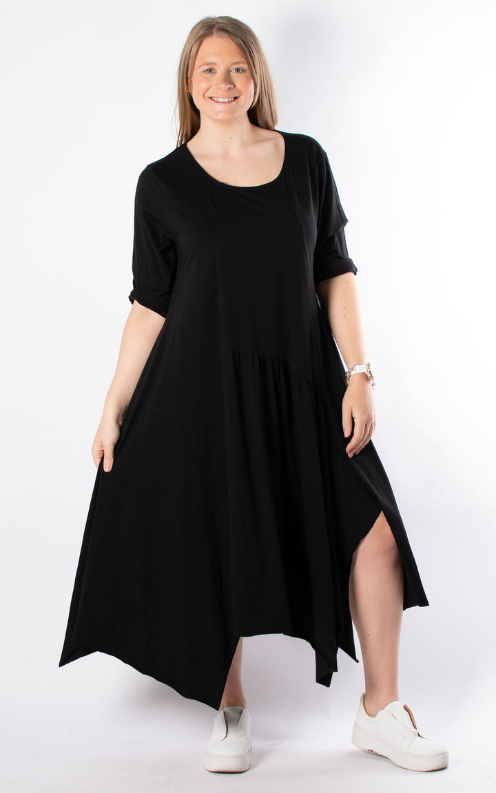 Sue Jagged Hem Dress | Black