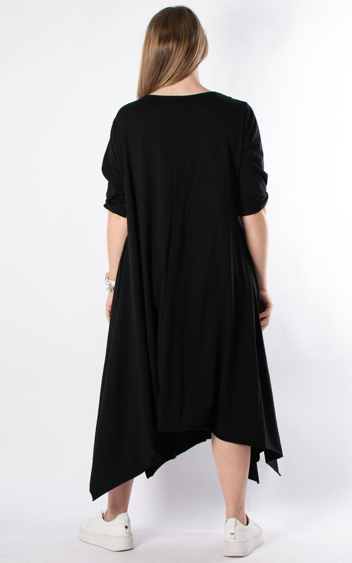 Sue Jagged Hem Dress | Black