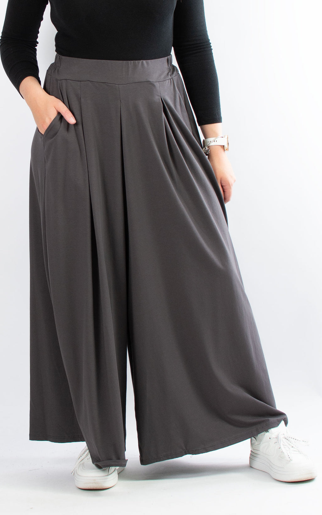 Sue Wide Leg Trousers | Charcoal