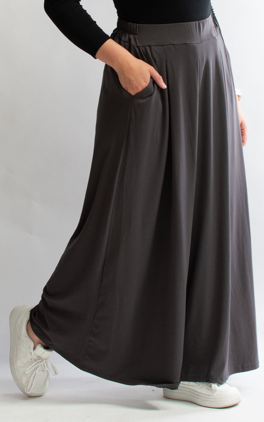 Sue Wide Leg Trousers | Charcoal