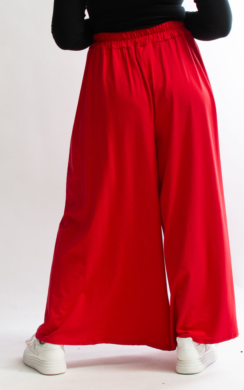 Sue Wide Leg Trousers | Red