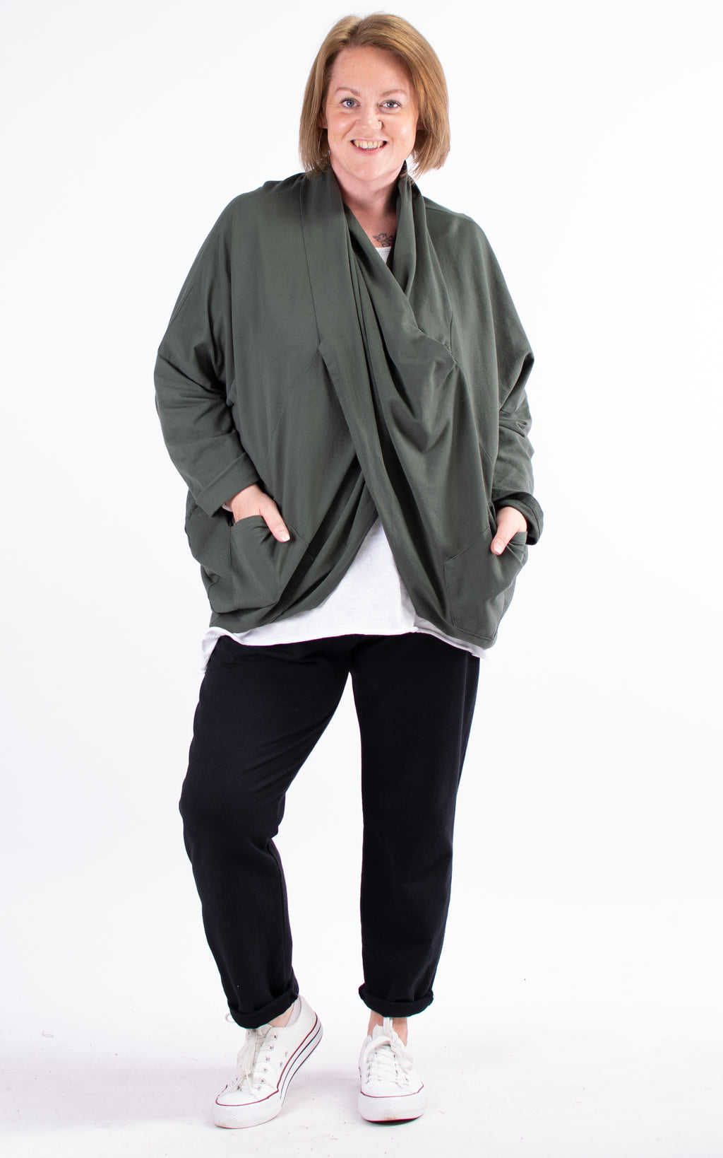 Sydney Cross Over Cowl Sweat | Khaki