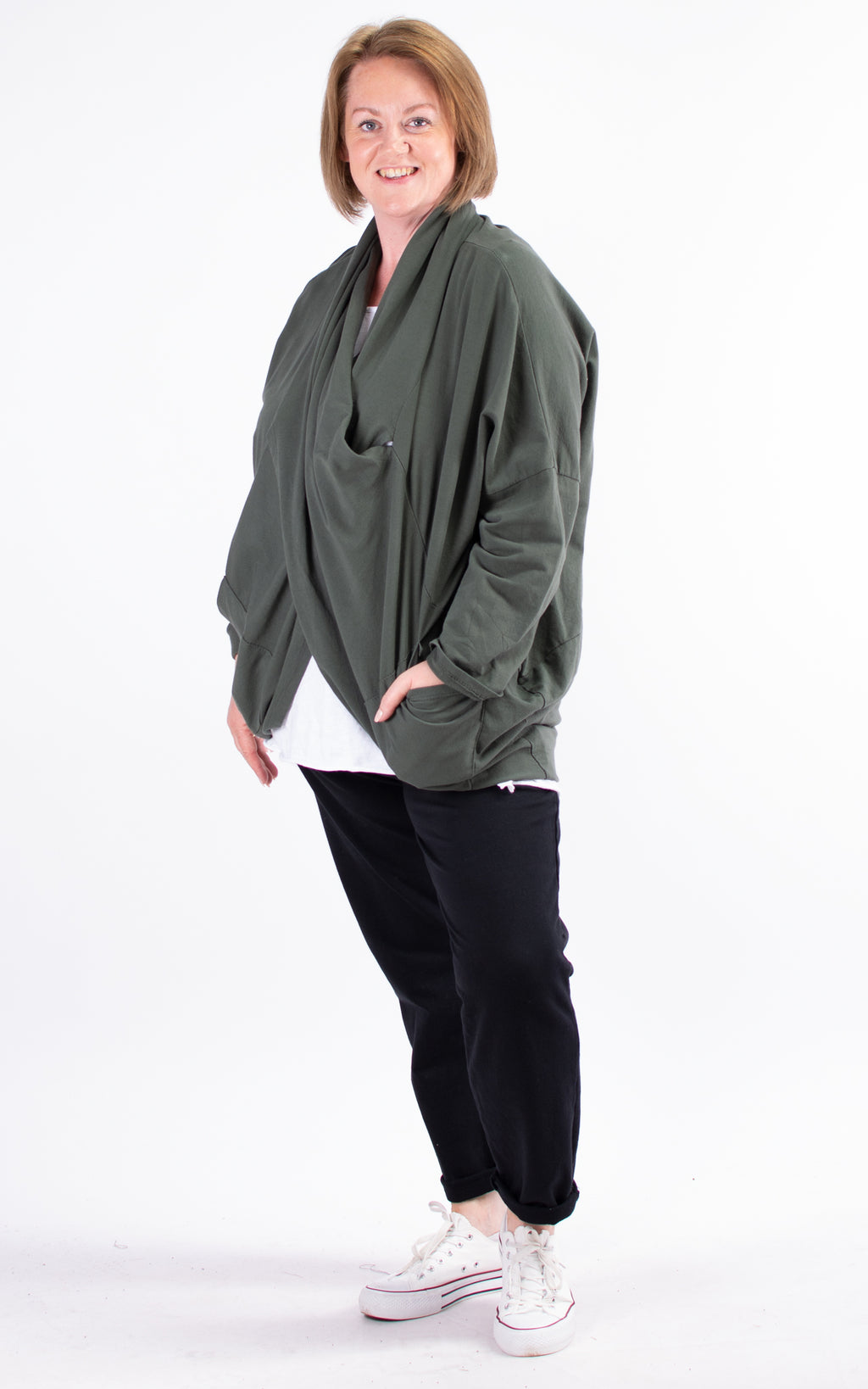 Sydney Cross Over Cowl Sweat | Khaki