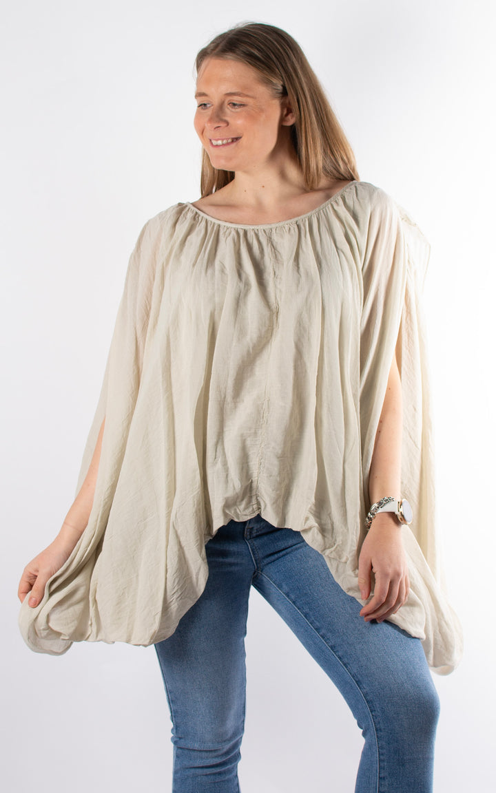 Tabitha Drape Side Top | Beige