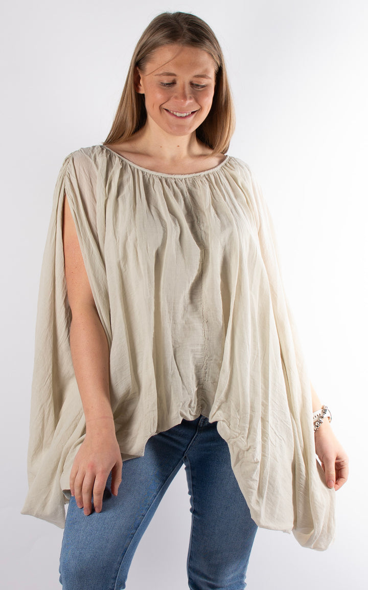 Tabitha Drape Side Top | Beige