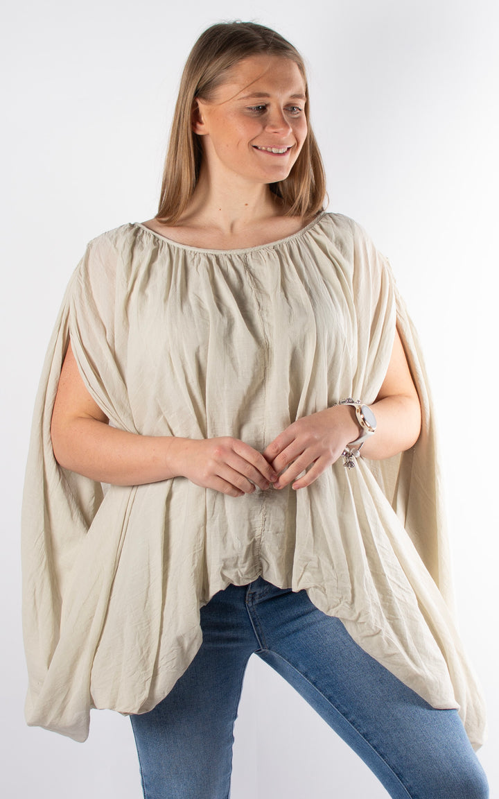 Tabitha Drape Side Top | Beige