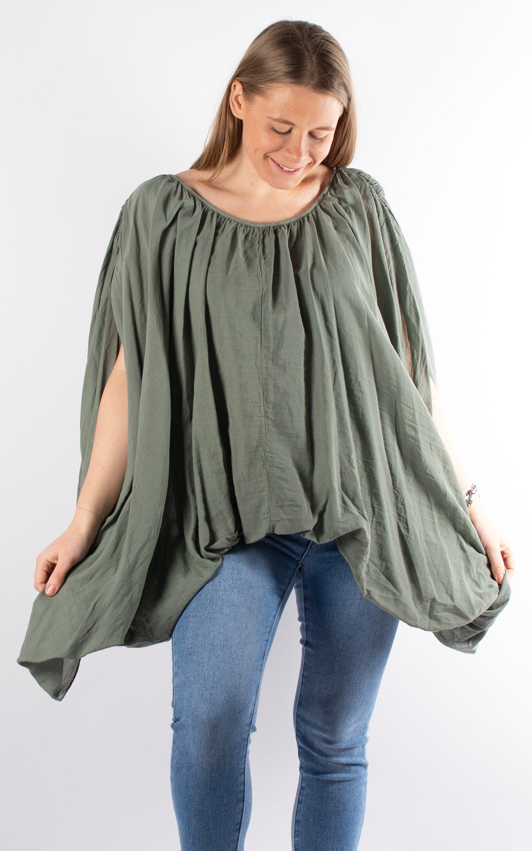 Tabitha Drape Side Top | Khaki
