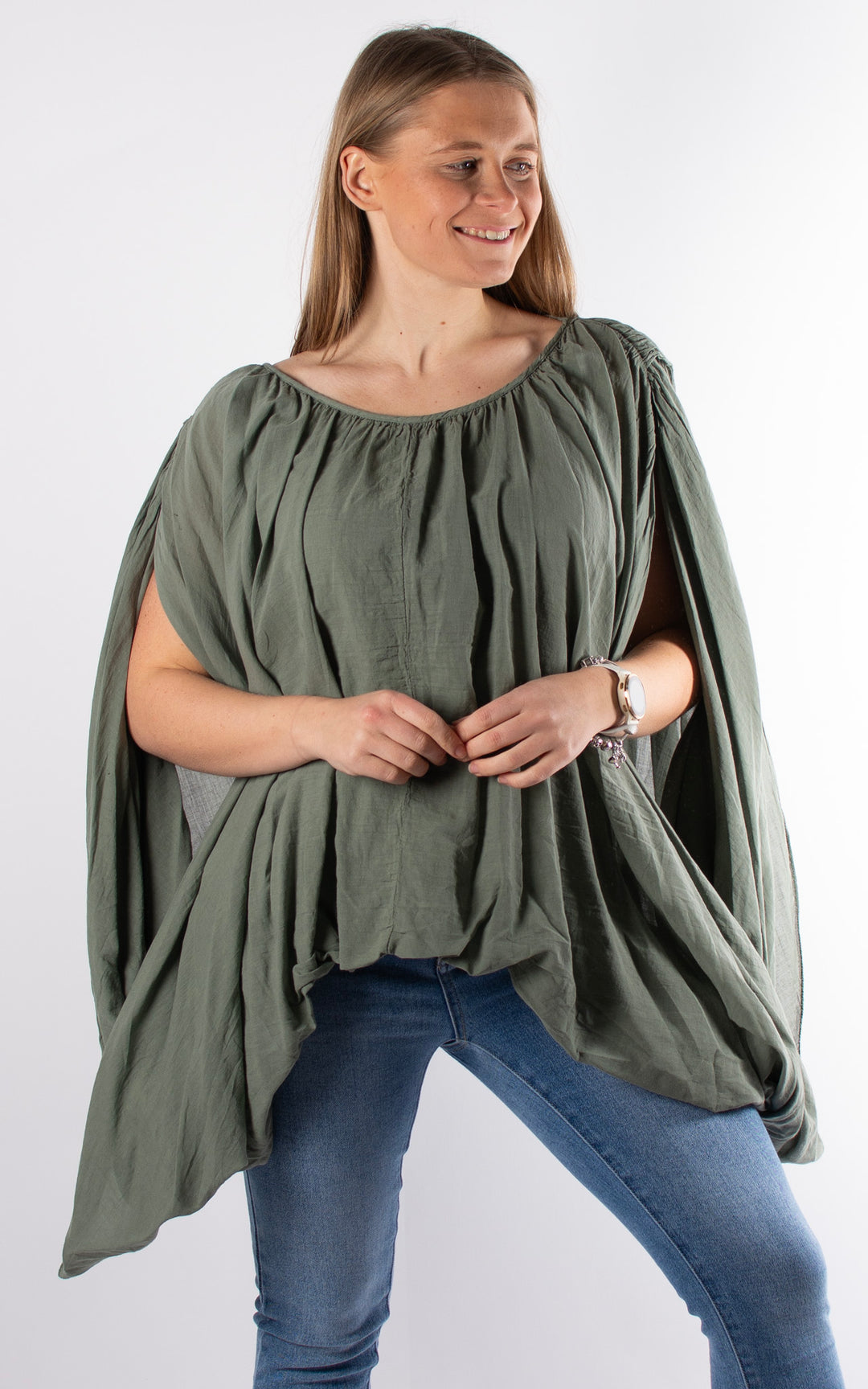 Tabitha Drape Side Top | Khaki