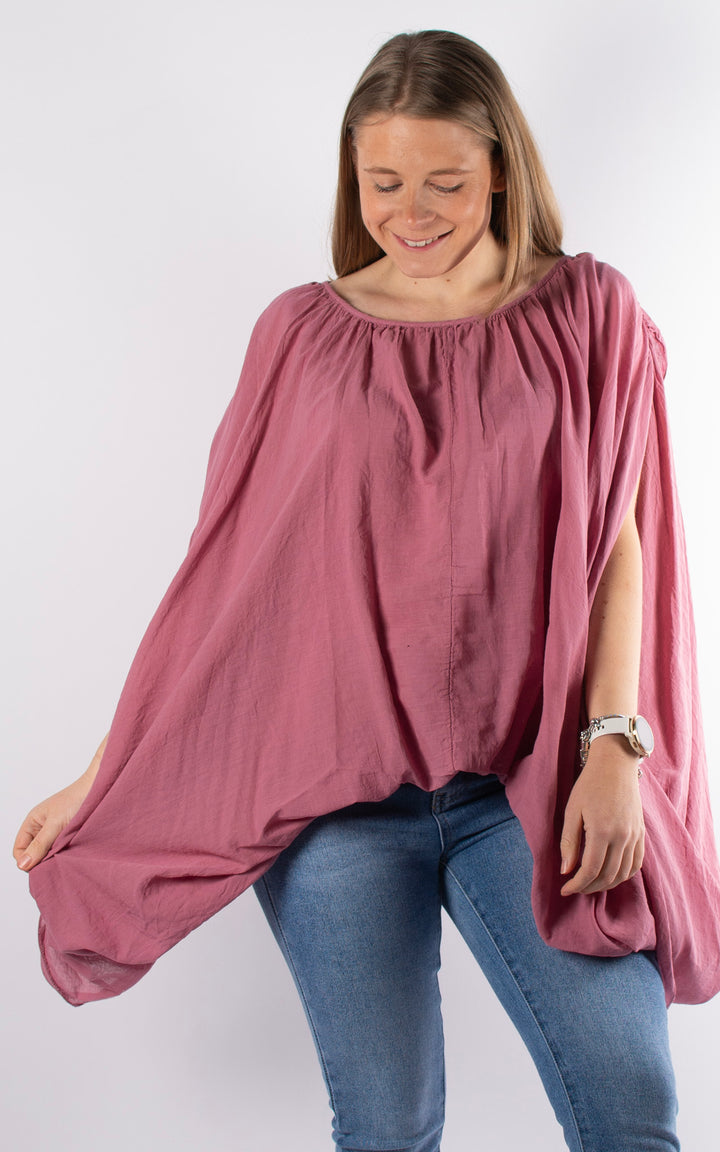 Tabitha Drape Side Top | Raspberry