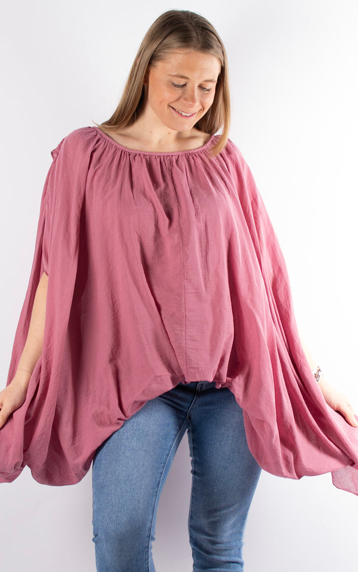 Tabitha Drape Side Top | Raspberry