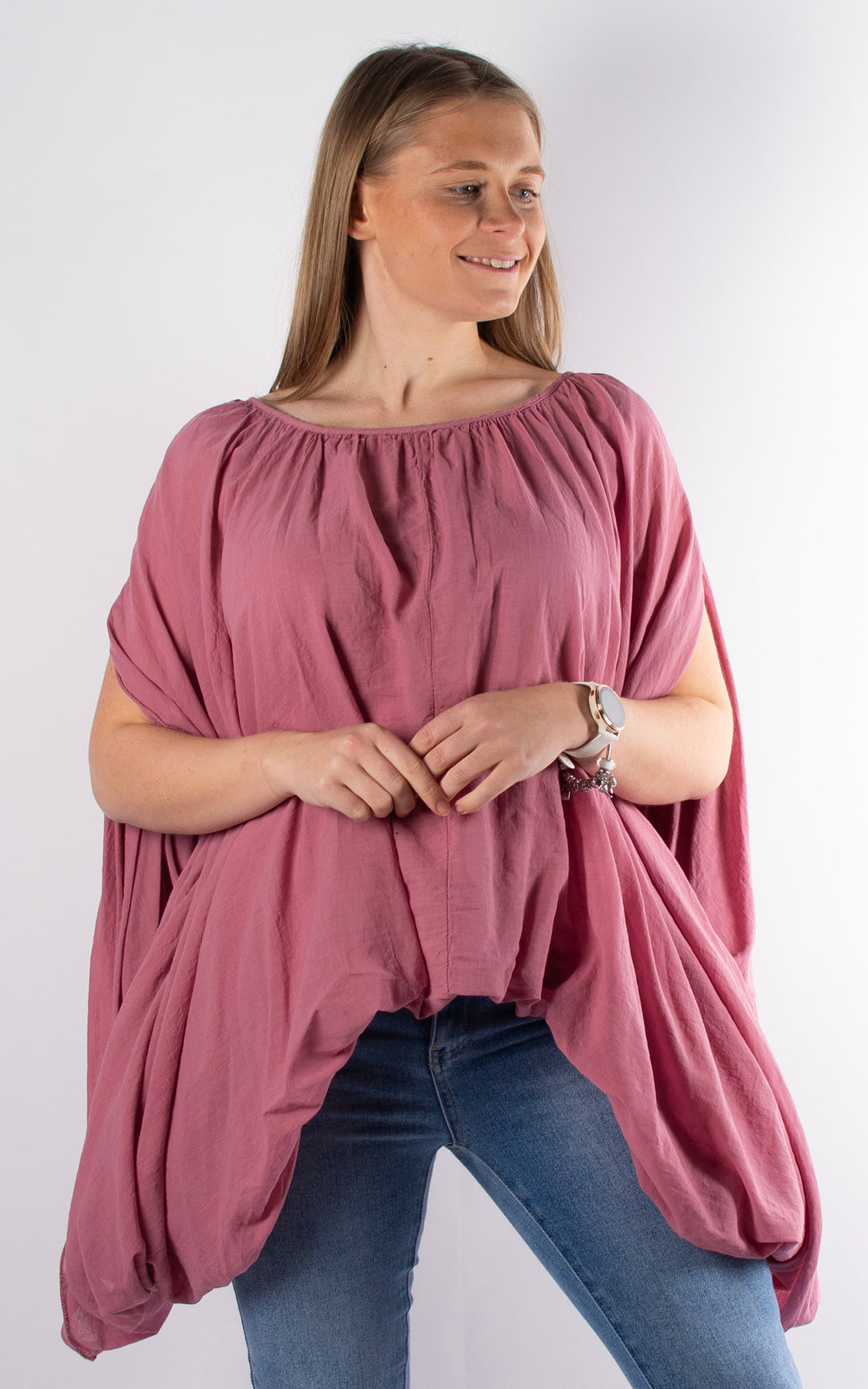 Tabitha Drape Side Top | Raspberry