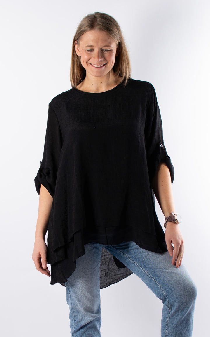 Tamzin Open Back Top | Black