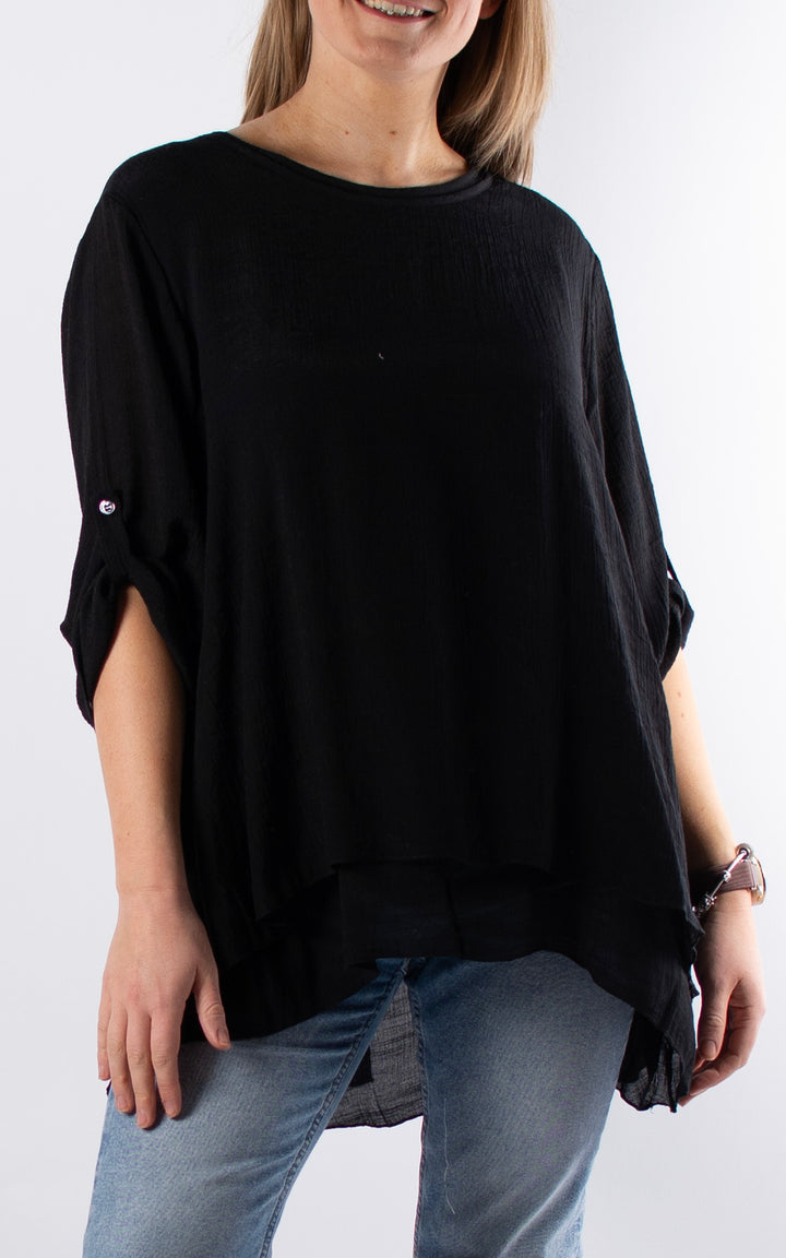 Tamzin Open Back Top | Black