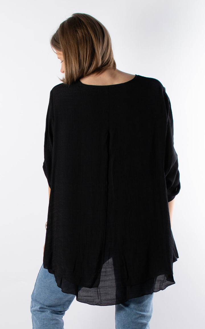 Tamzin Open Back Top | Black