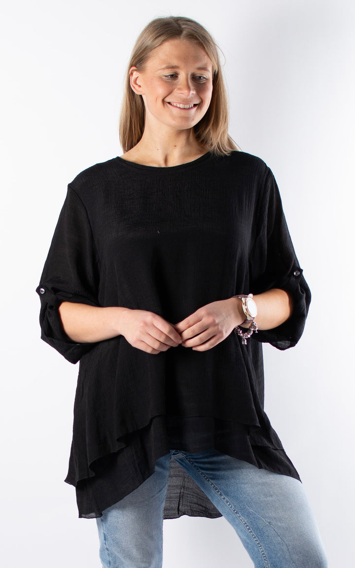 Tamzin Open Back Top | Black