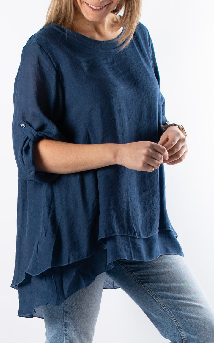 Tamzin Open Back Top | Dark Denim