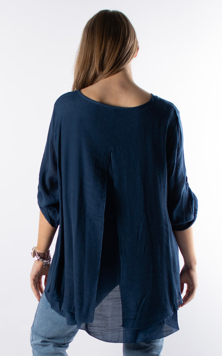 Tamzin Open Back Top | Dark Denim
