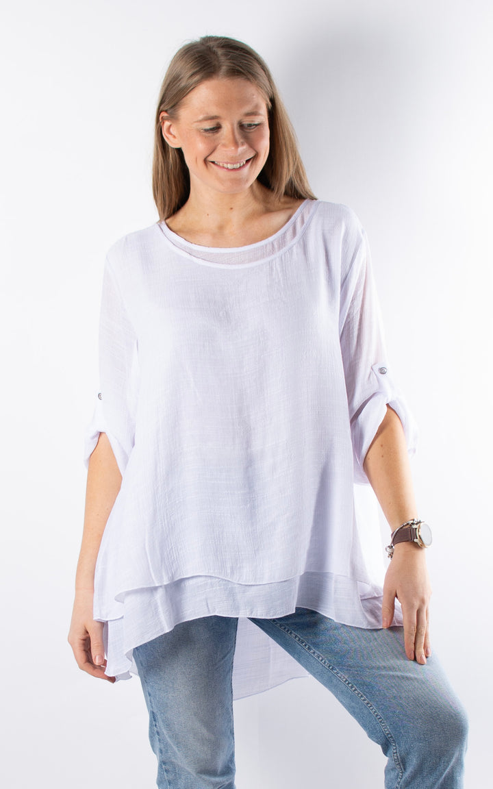 Tamzin Open Back Top | White