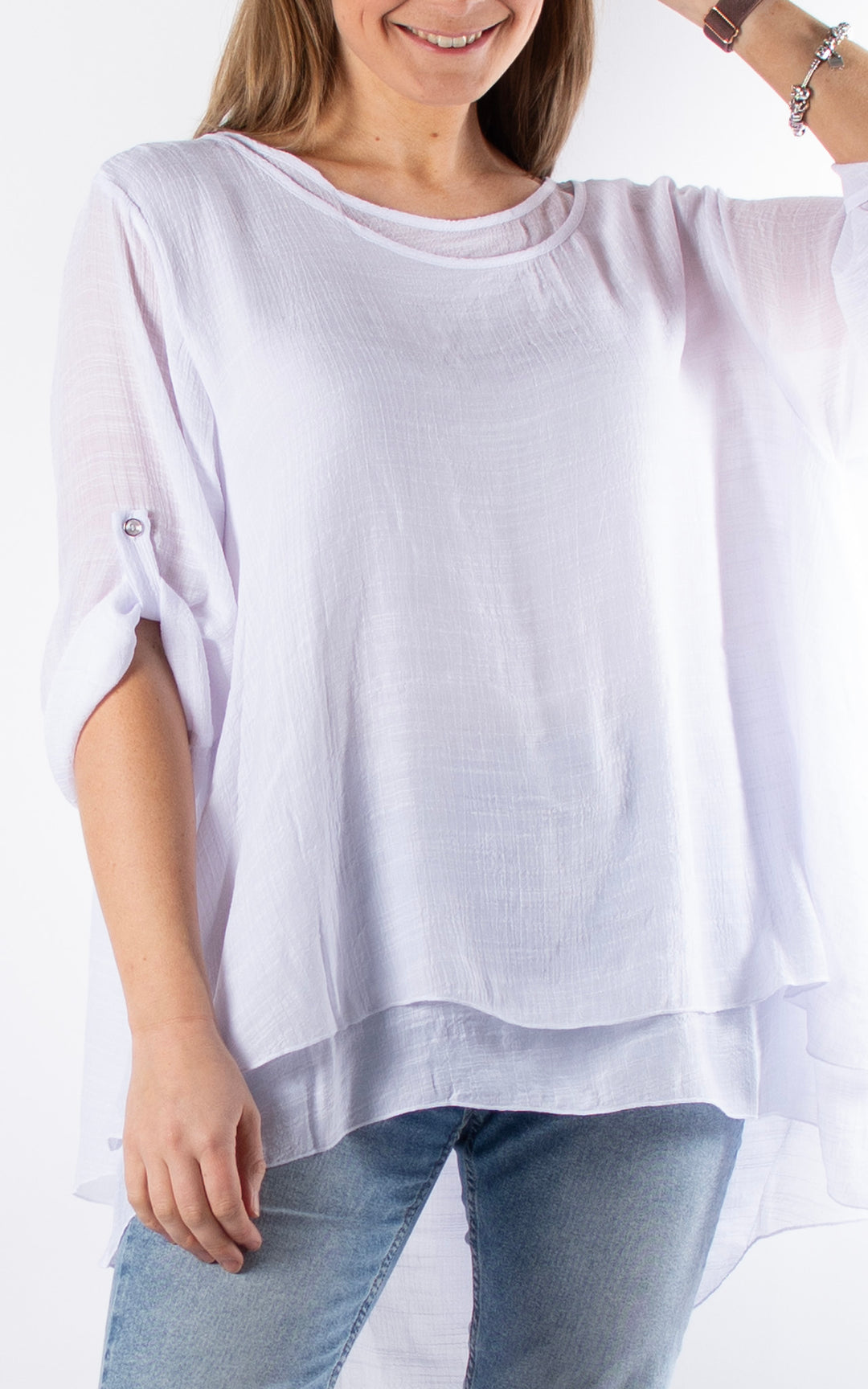 Tamzin Open Back Top | White