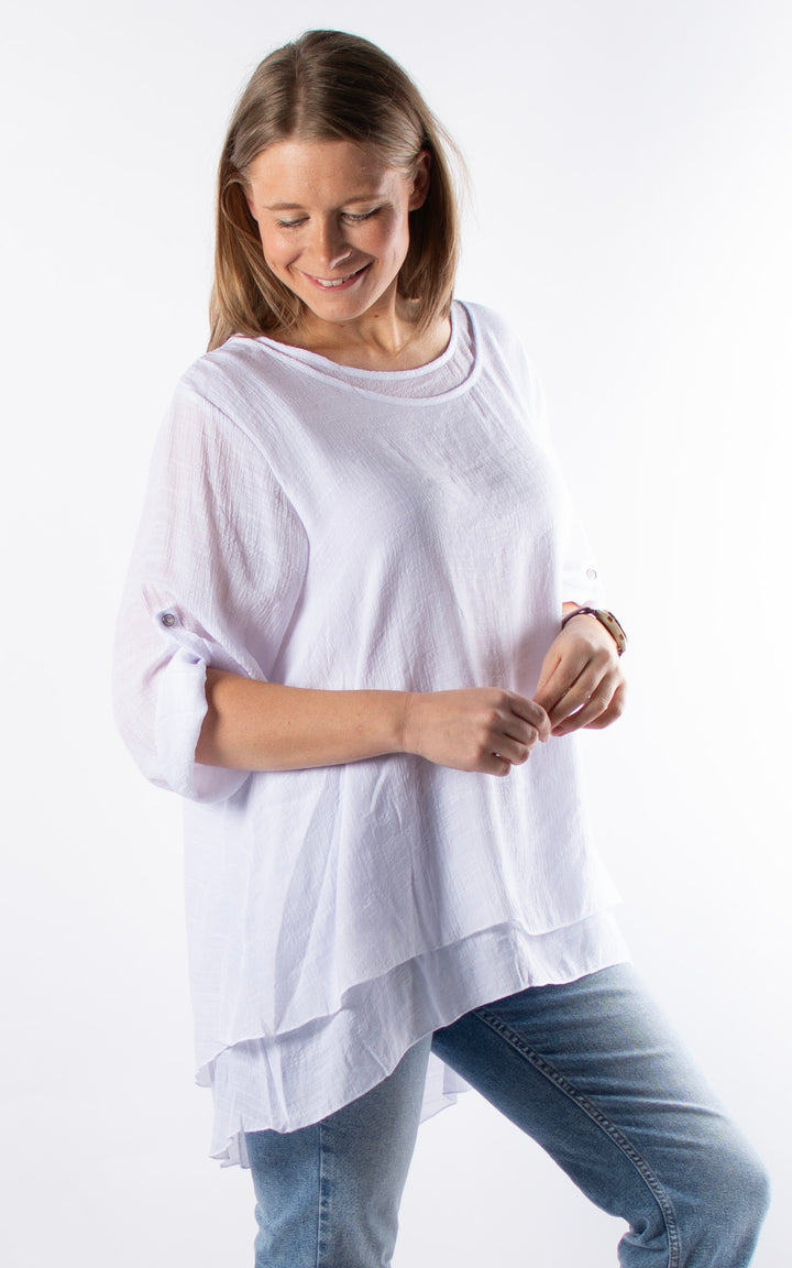 Tamzin Open Back Top | White