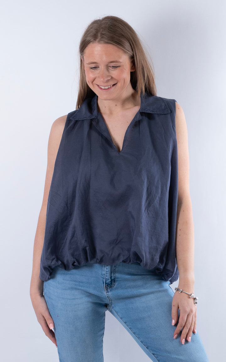 Tate Collar Vest | Dark Denim