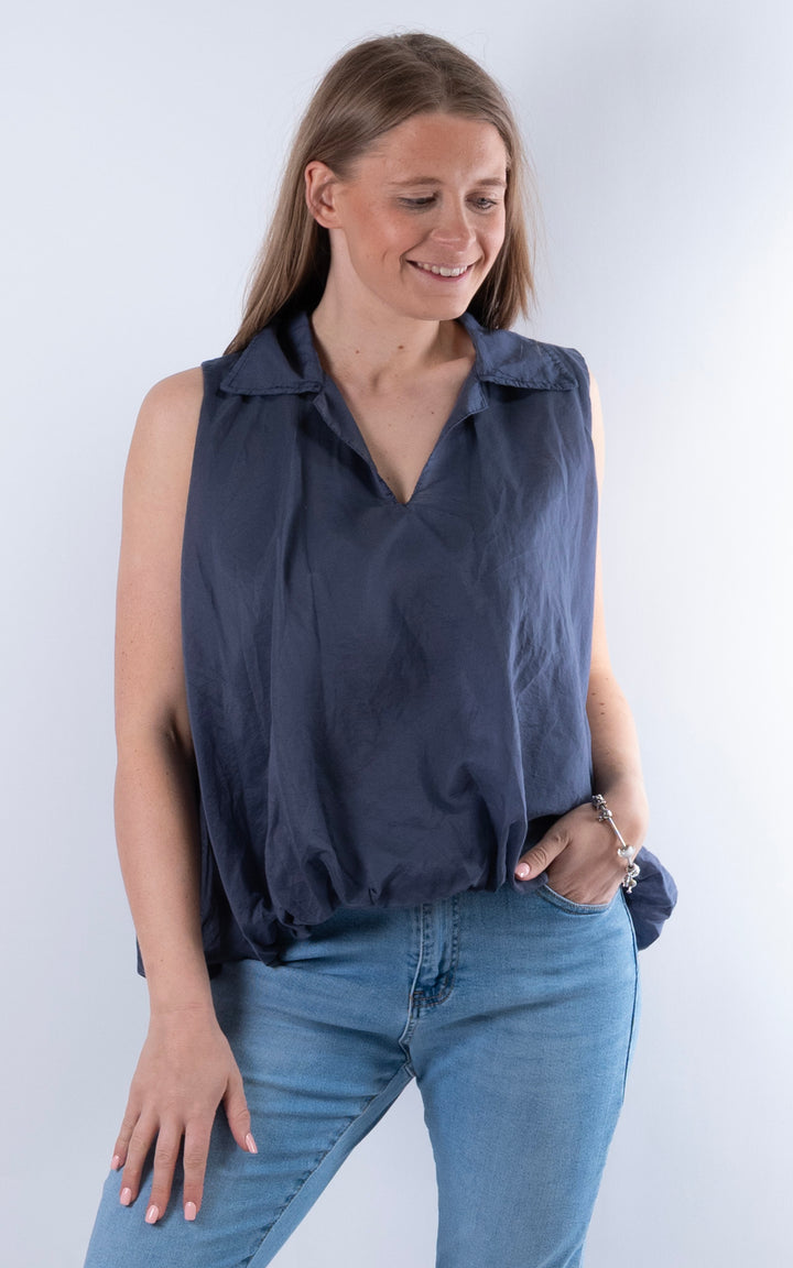 Tate Collar Vest | Dark Denim