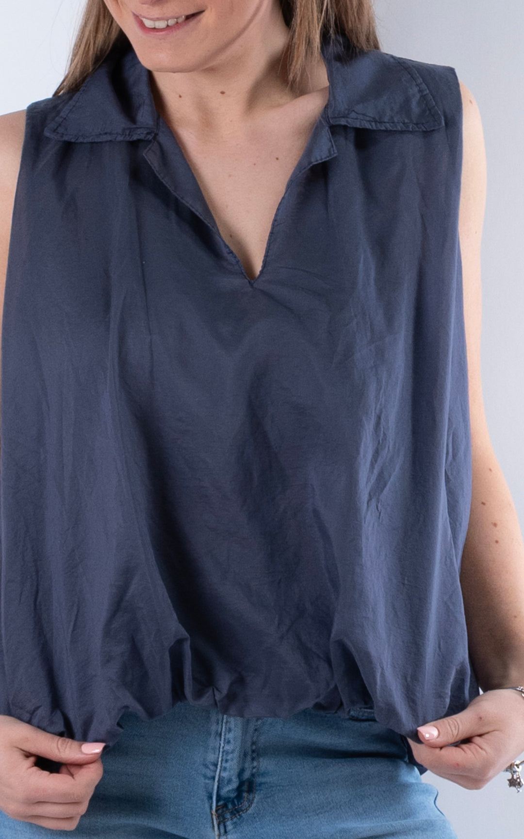 Tate Collar Vest | Dark Denim