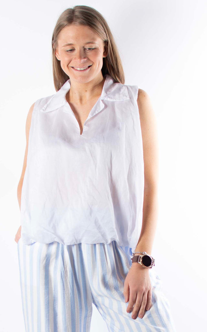 Tate Collar Vest | White