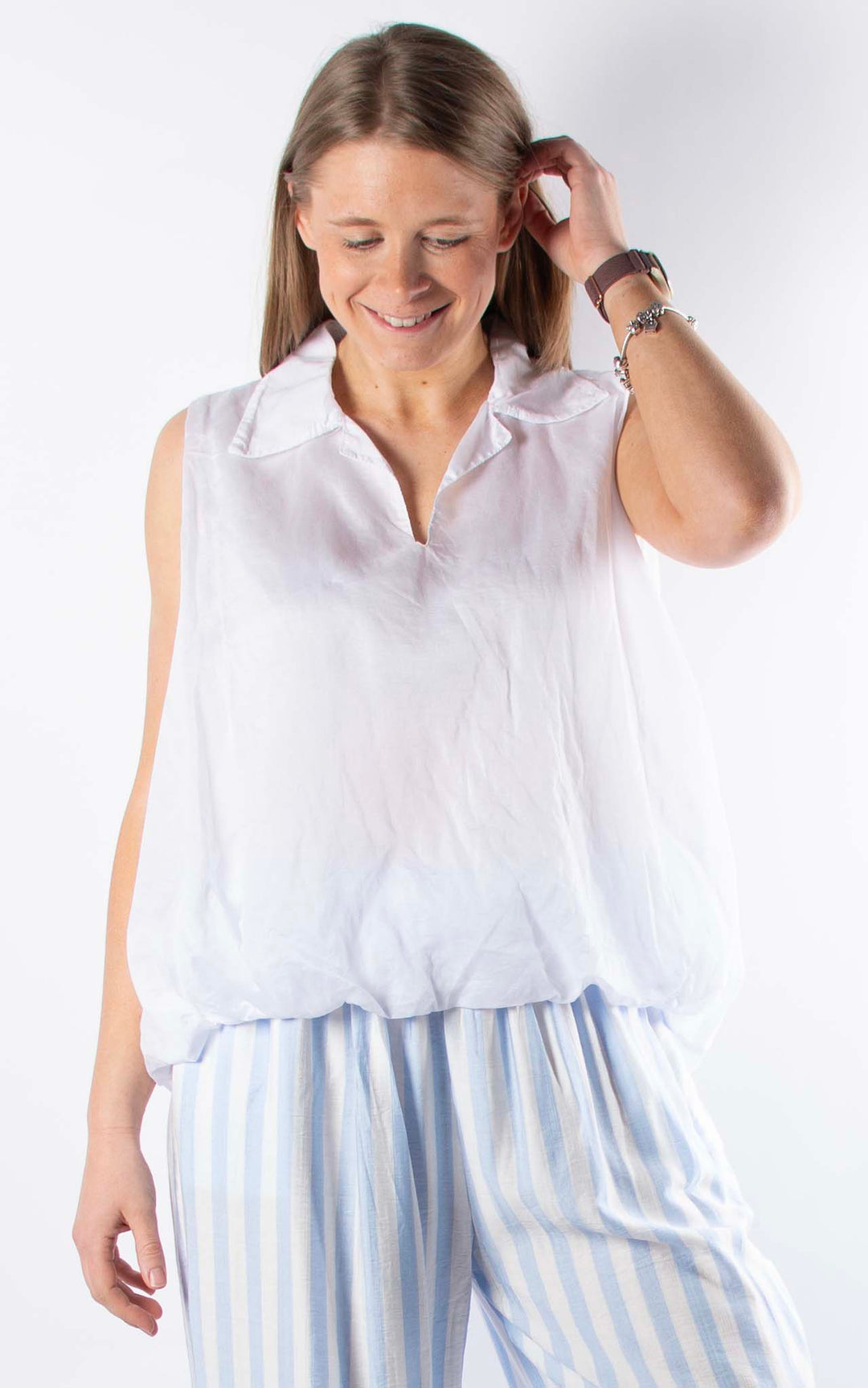 Tate Collar Vest | White
