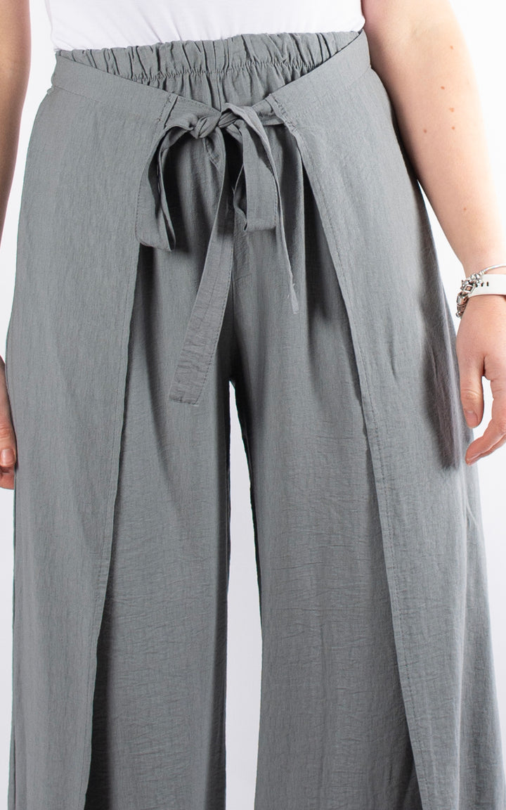 Teagan Tie Front Trouser | Grey
