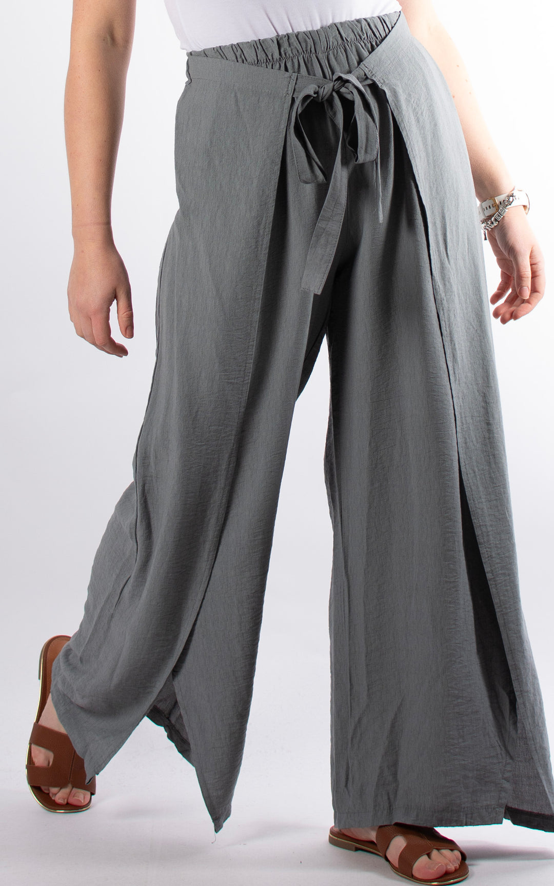 Teagan Tie Front Trouser | Grey