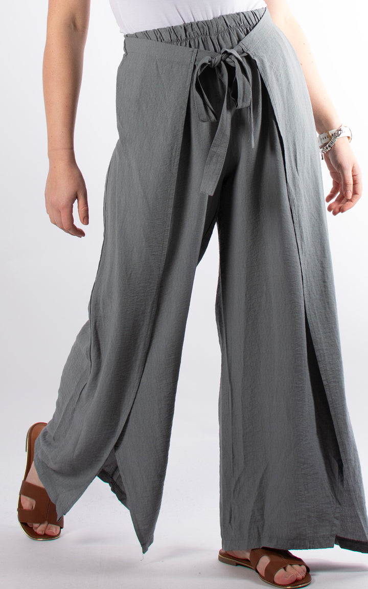 Teagan Tie Front Trouser | Grey