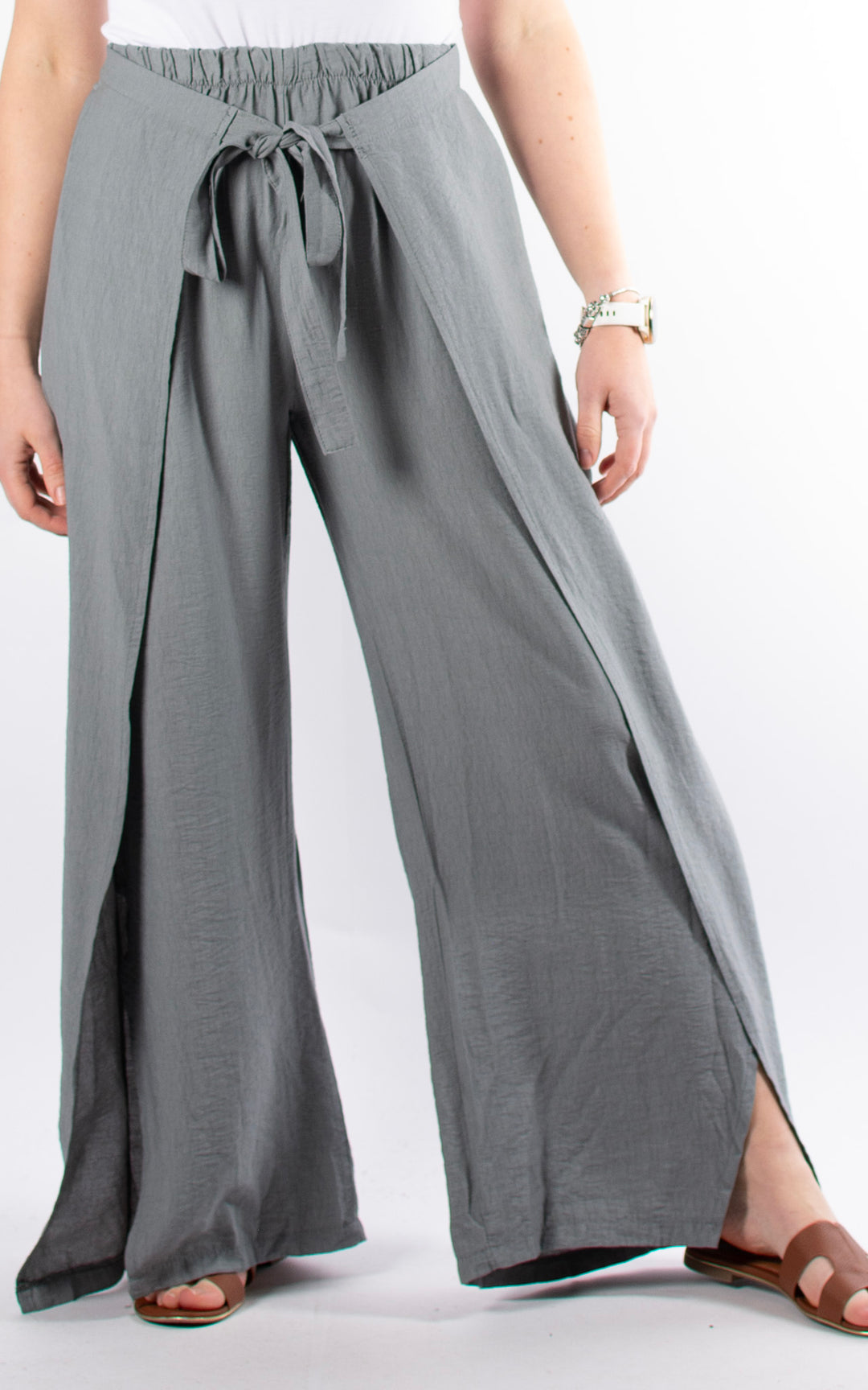 Teagan Tie Front Trouser | Grey