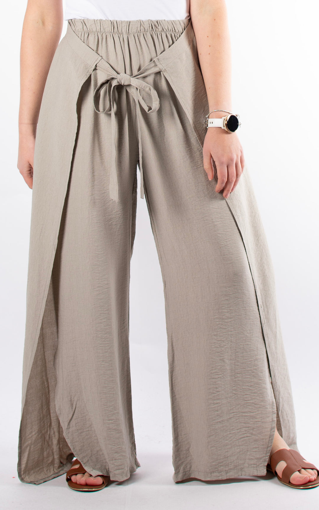 Teagan Tie Front Trouser | Taupe