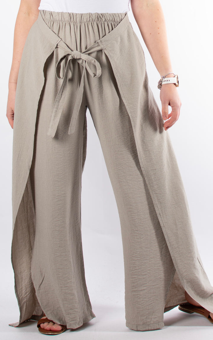 Teagan Tie Front Trouser | Taupe