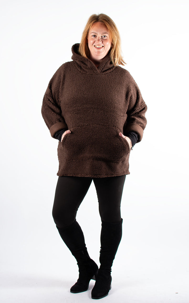 Teddy Pocket Hoodie | Chocolate