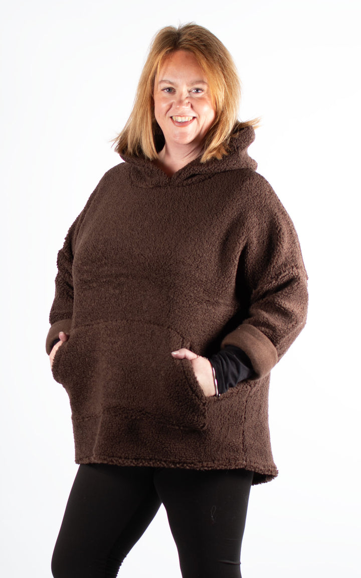 Teddy Pocket Hoodie | Chocolate