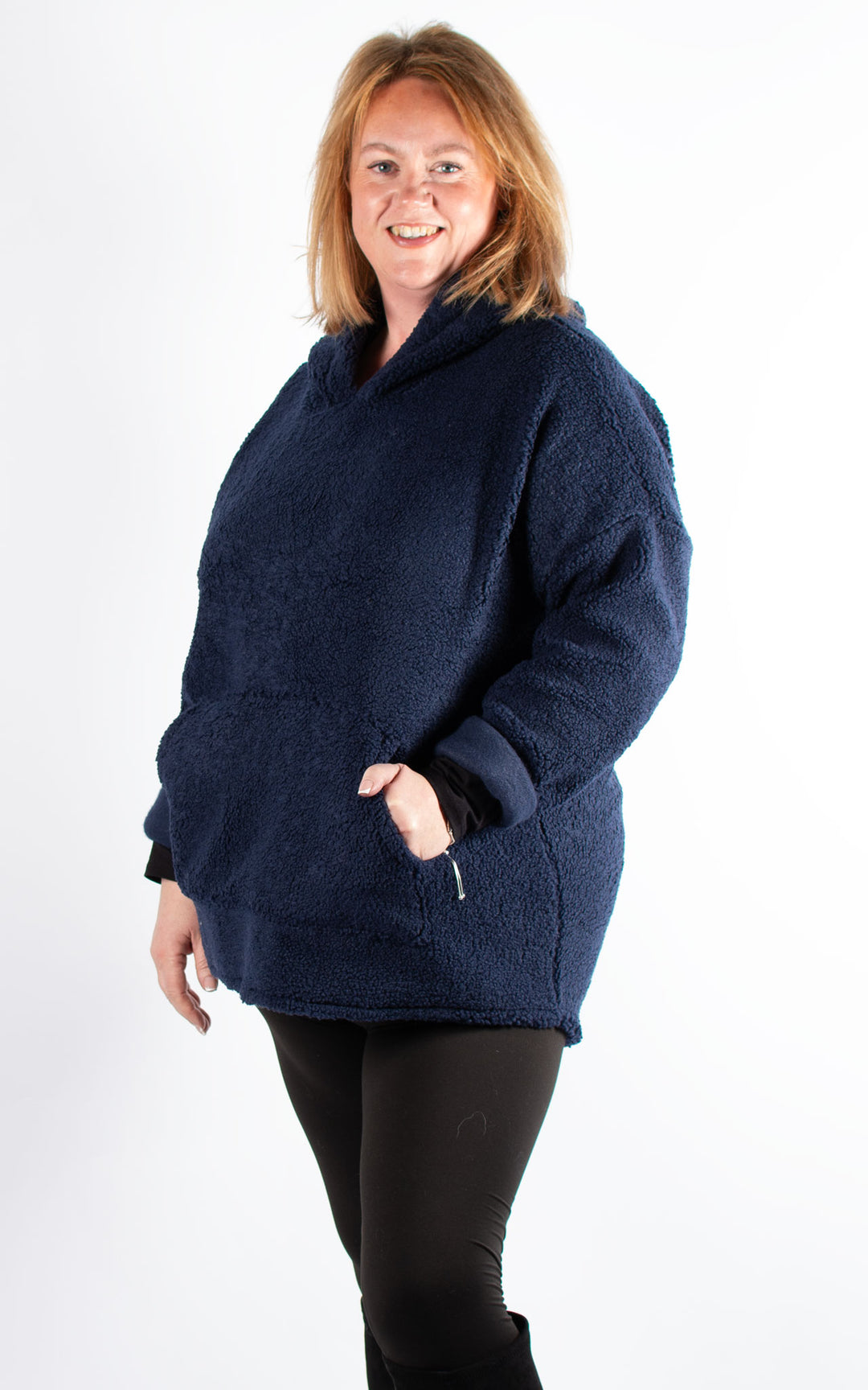 Teddy Pocket Hoodie | Navy