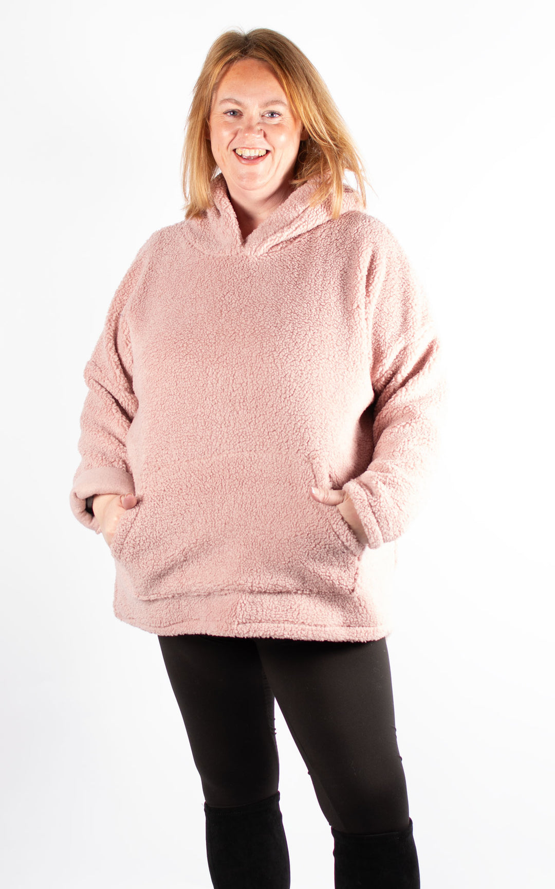 Teddy Pocket Hoodie | Pink