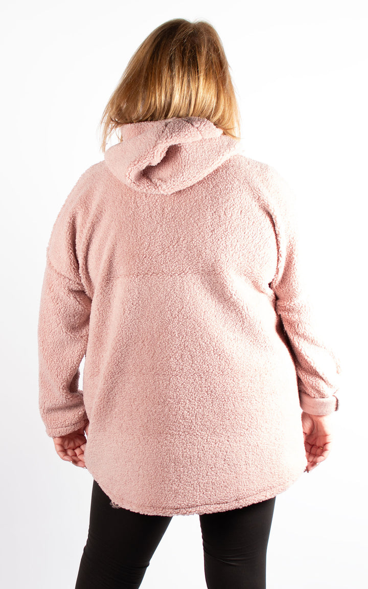 Teddy Pocket Hoodie | Pink