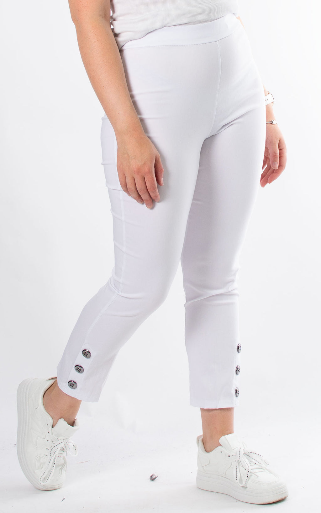 Tess Button Trousers | White