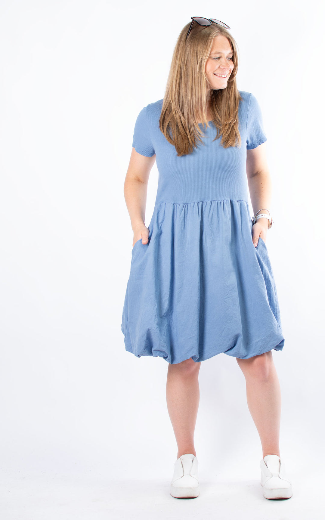Tessa Puffball Hem Dress | Denim