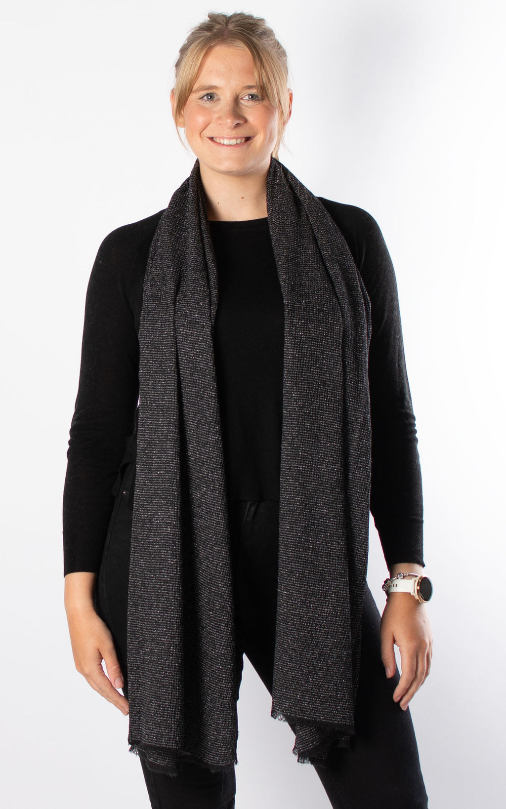 Textured Plain Scarf | Black