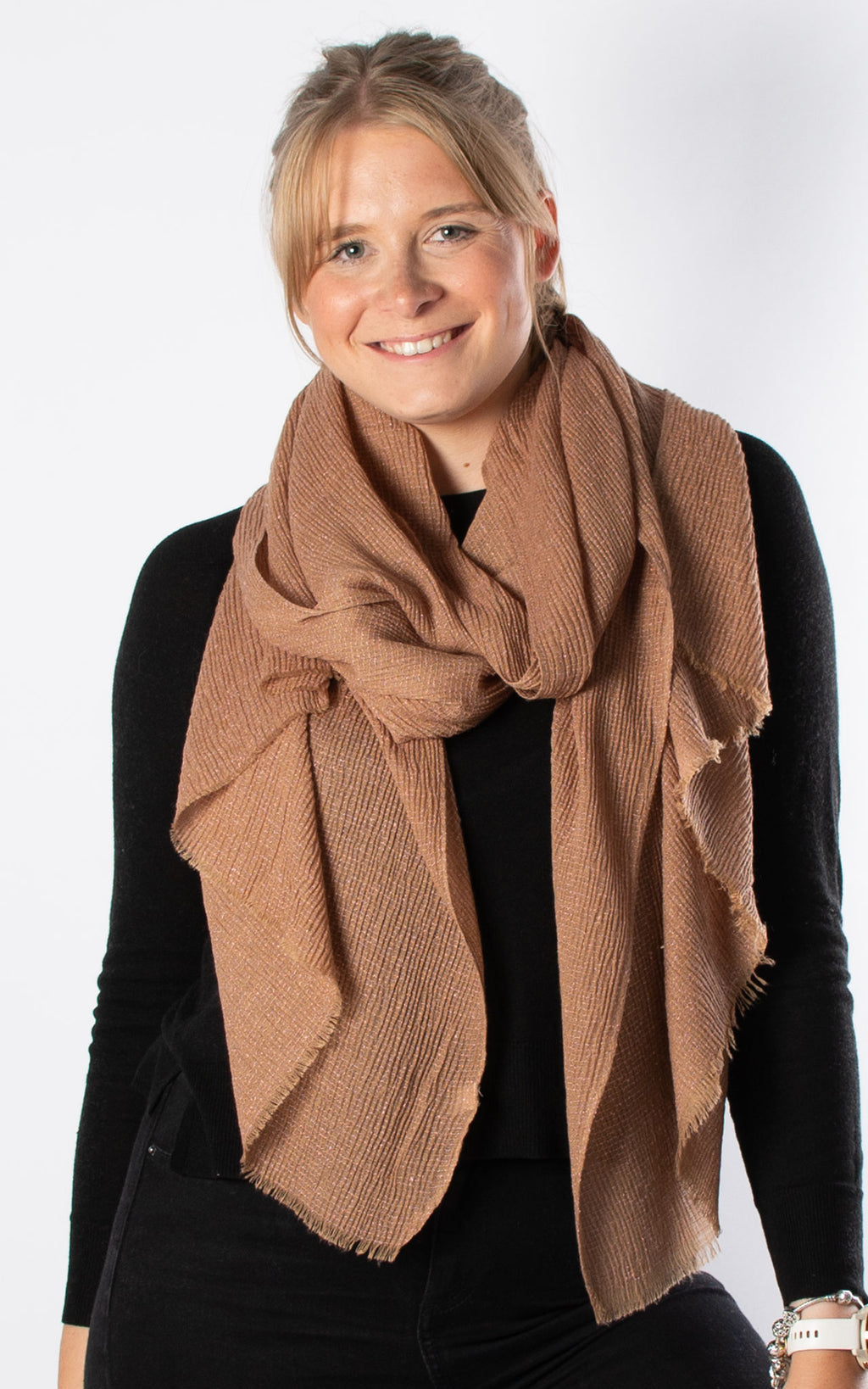 Textured Plain Scarf | Mocha