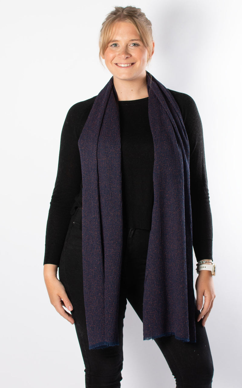 Textured Plain Scarf | Navy