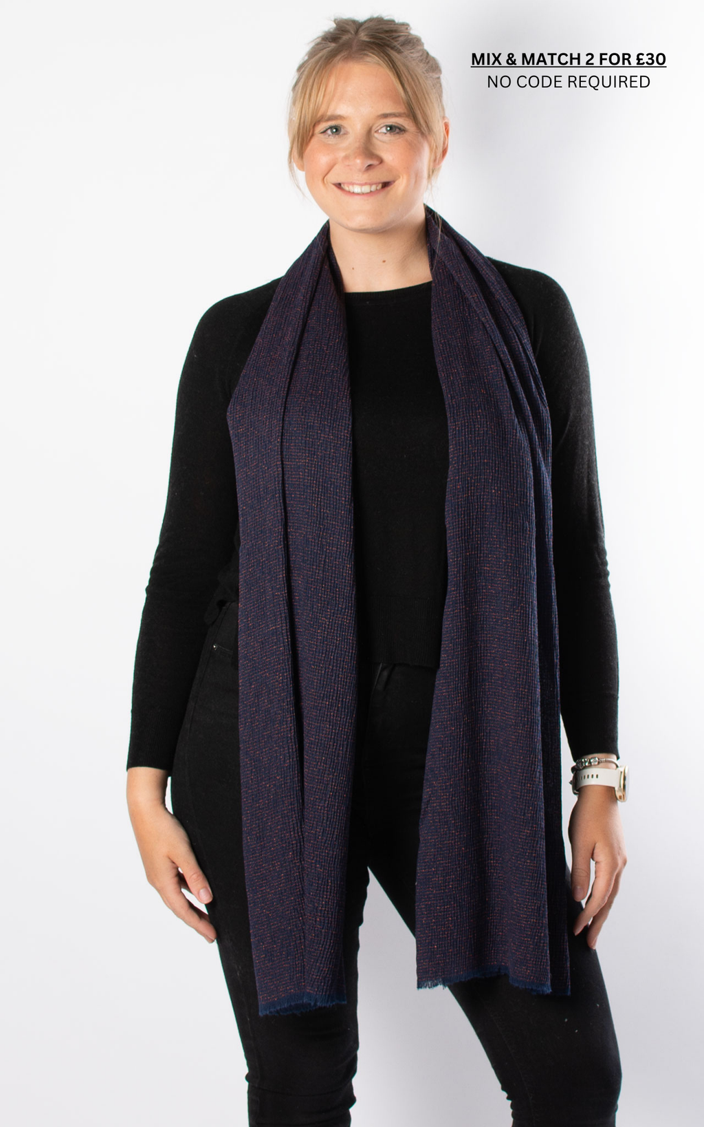 Textured Plain Scarf | Navy