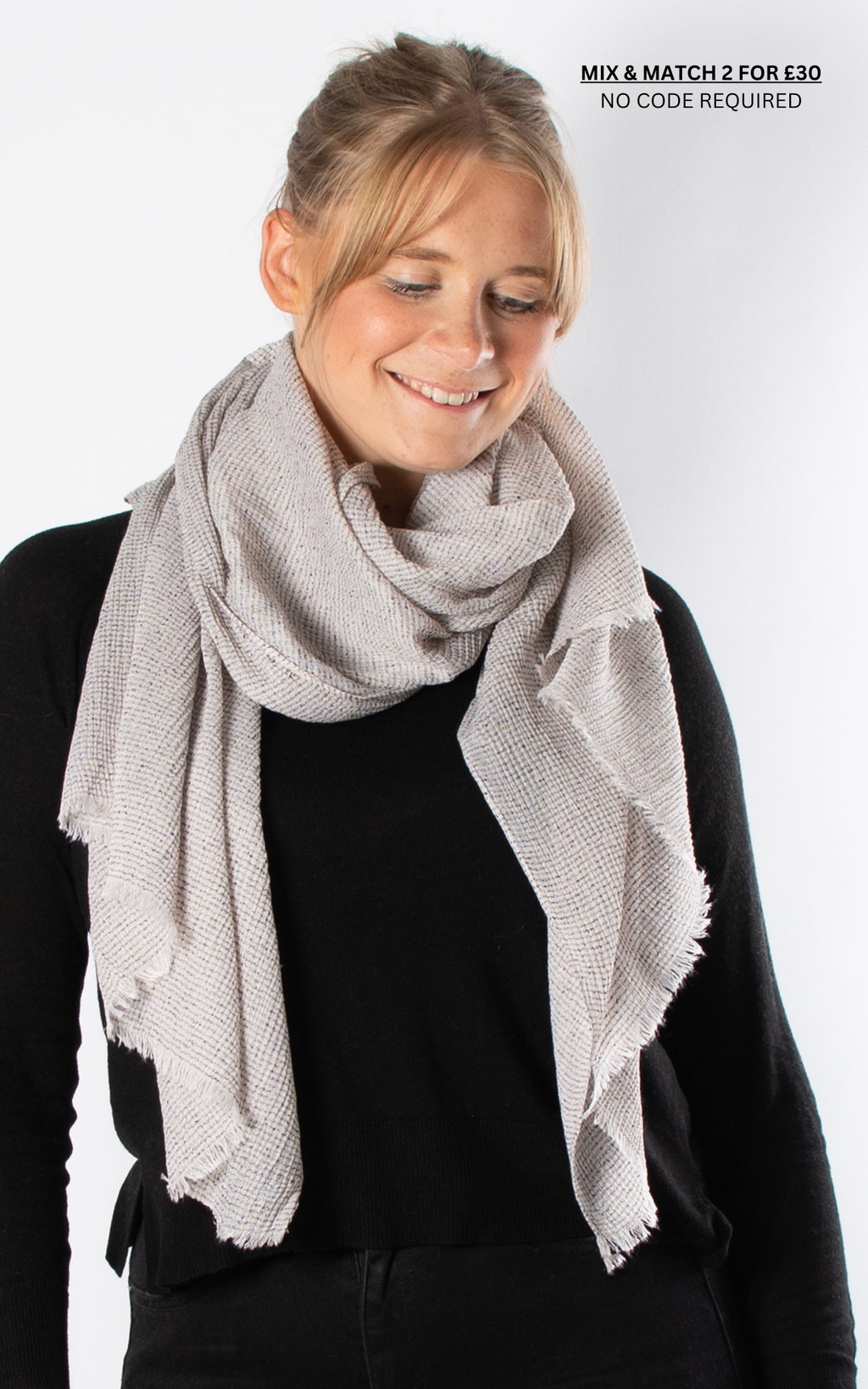 Textured Plain Scarf | Oatmeal