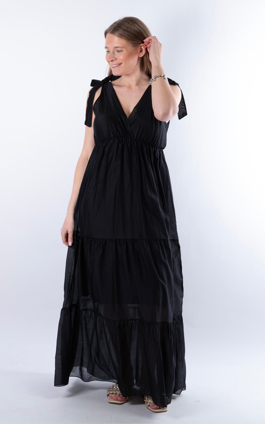 Tie Strap Maxi Dress | Black