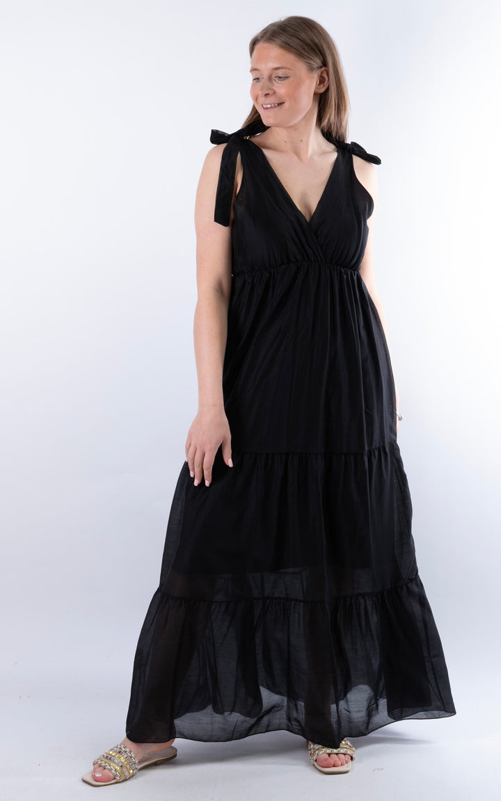 Tie Strap Maxi Dress | Black