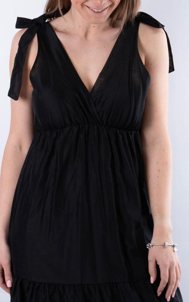 Tie Strap Maxi Dress | Black